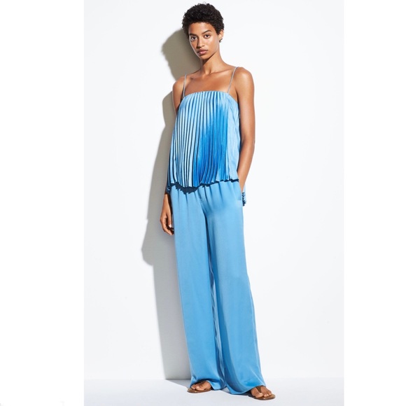 NEW VINCE BLUE PLEATED SATIN CAMISOLE TOP - Picture 7 of 7